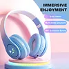 Light-Up Wireless BT Headphones Rechargeable Kawaii Wireless BT5.3 Headset Gradient Color HiFi Stereo Gaming Earphones for Home Office School Outdoor Travel