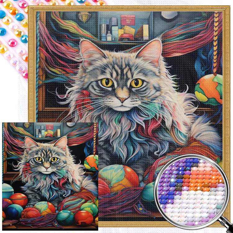 Long-Haired Kitten 40*45CM (Canvas) Full AB Round Drill Diamond Painting gbfke