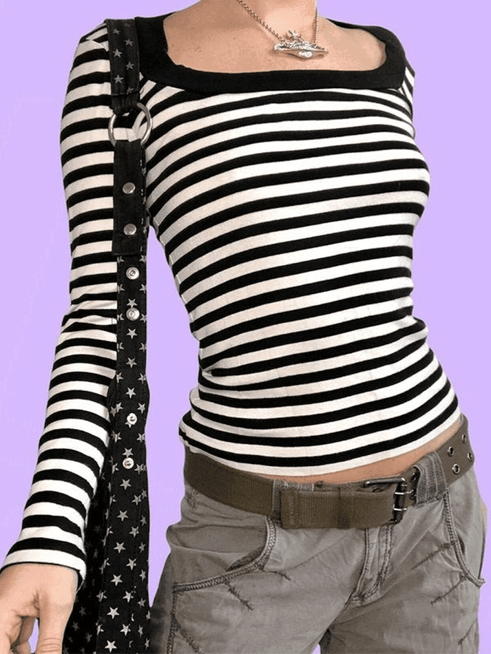 Brownm Vintage Striped Long Sleeve Tee