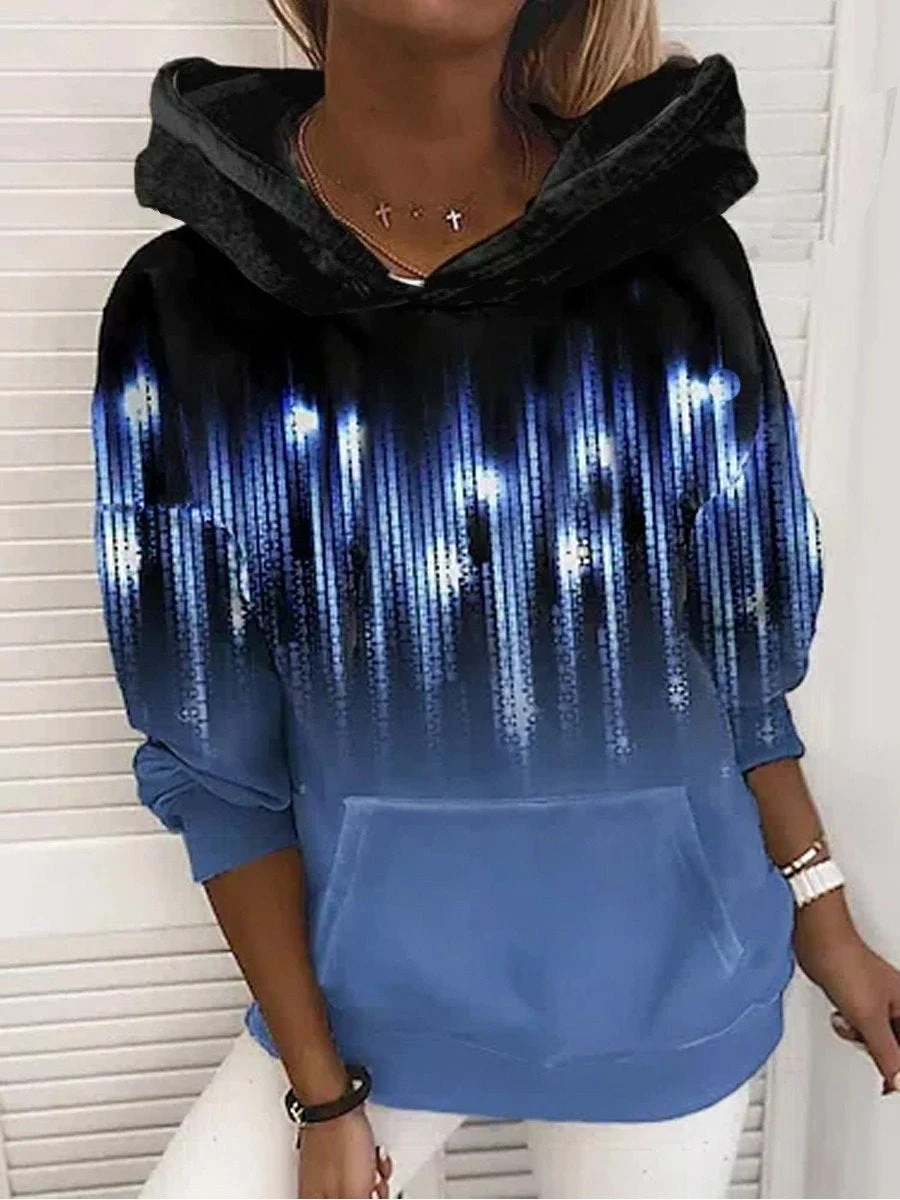 Gradient Color Printed Casual Women's Hoodie