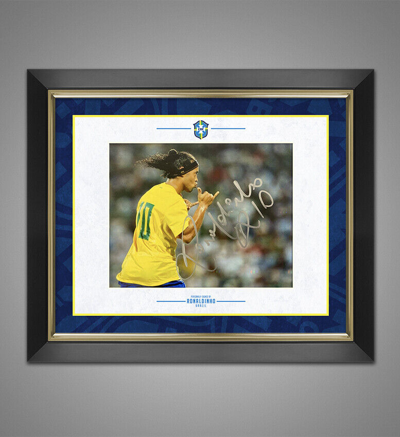 Ronaldinho SIGNED & FRAMED 10X8 Photo Poster painting Brazil Genuine Signature AFTAL COA