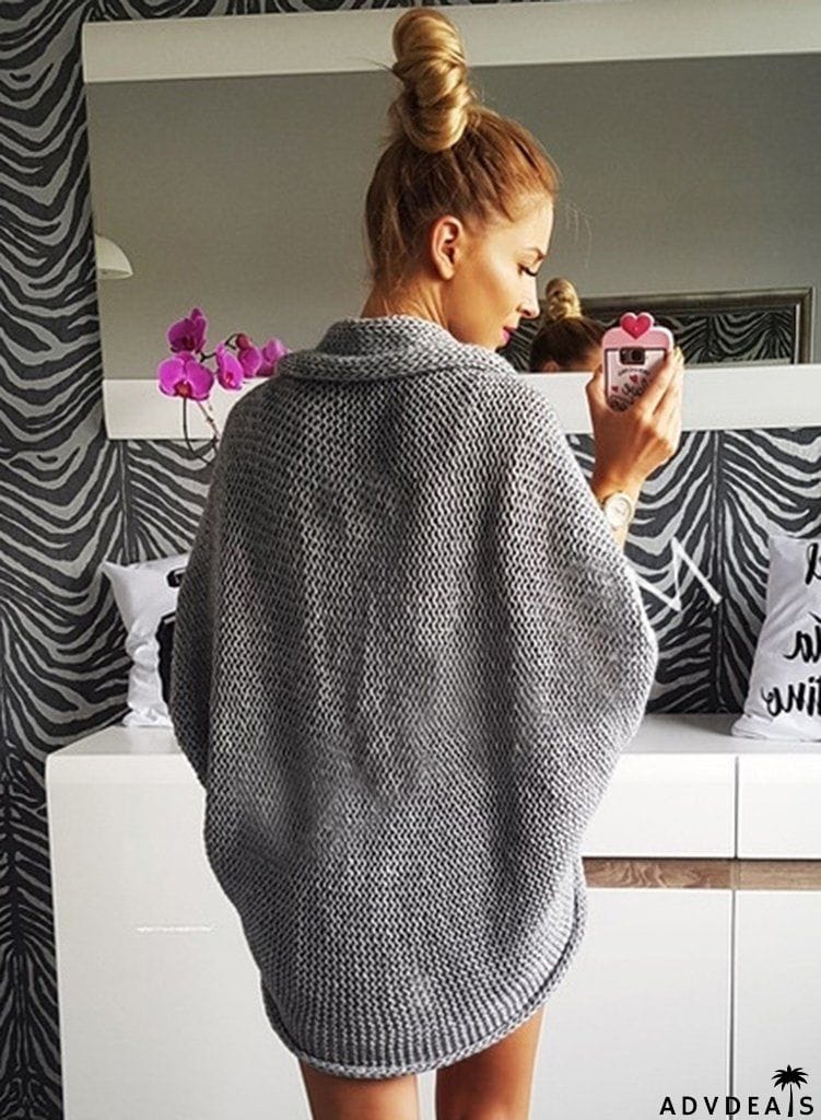 Knit Open Front Batwing Sleeve Sweater Cardigan