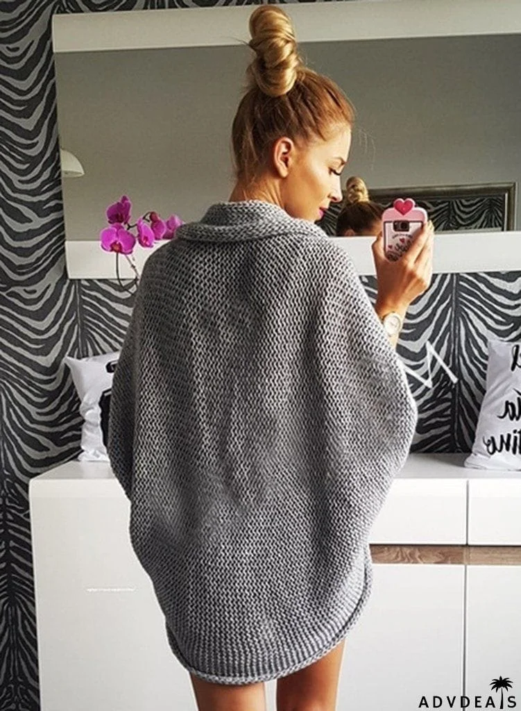 Knit Open Front Batwing Sleeve Sweater Cardigan