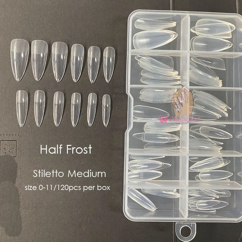 120pcs/box Instant Soft Gel Nail Tips Sculpted Coffin Stiletto Full Cover Press On Nail Tips Soak Off Salon Custom Nails-Nail Inspo