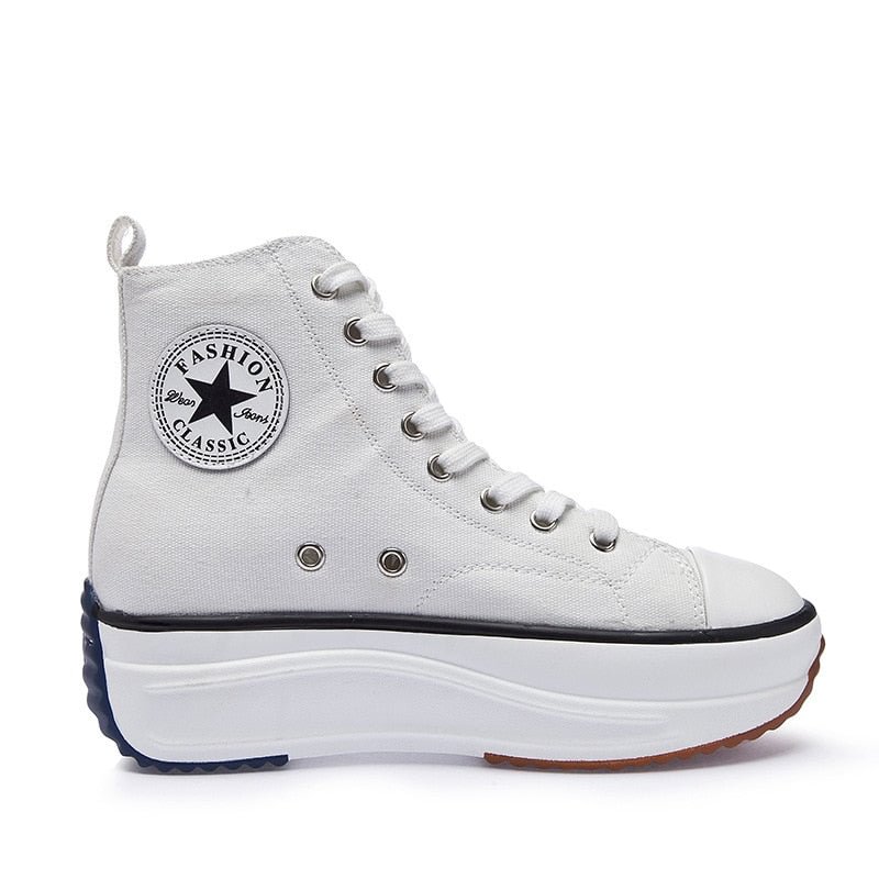 Canvas Shoes Women Trainers Women High Top Sneaker Lady Autumn Female Footwear Breathable Girl White Black Sneakers QW-62