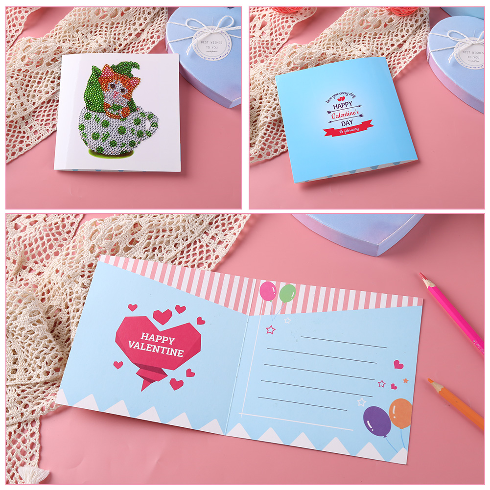 

Valentine\ s Day Cat - 5D DIY Craft Greeting Card, 10, 501 Original