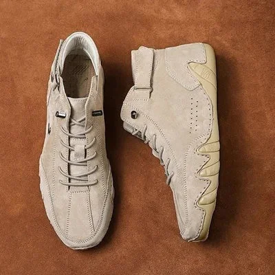 (49% de descuento y entrega gratuita) Botas altas de ante italiano con velcro - Estilo masculino, casual chic