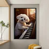 Bichon Frise Playing Piano-11CT Counted Cross Stitch 40*60cm/15.75*23.62in(Big Size)