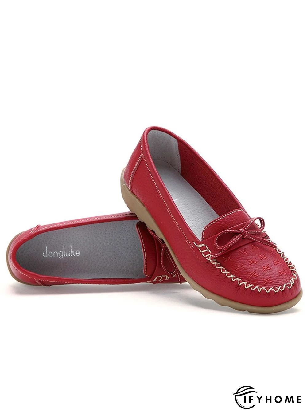 Bow Decor Moccasin Comfy Sole Flat Peas Shoes | IFYHOME