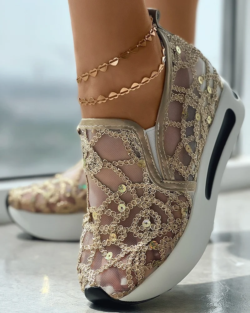 Sequin Slip on Muffin Sneakers