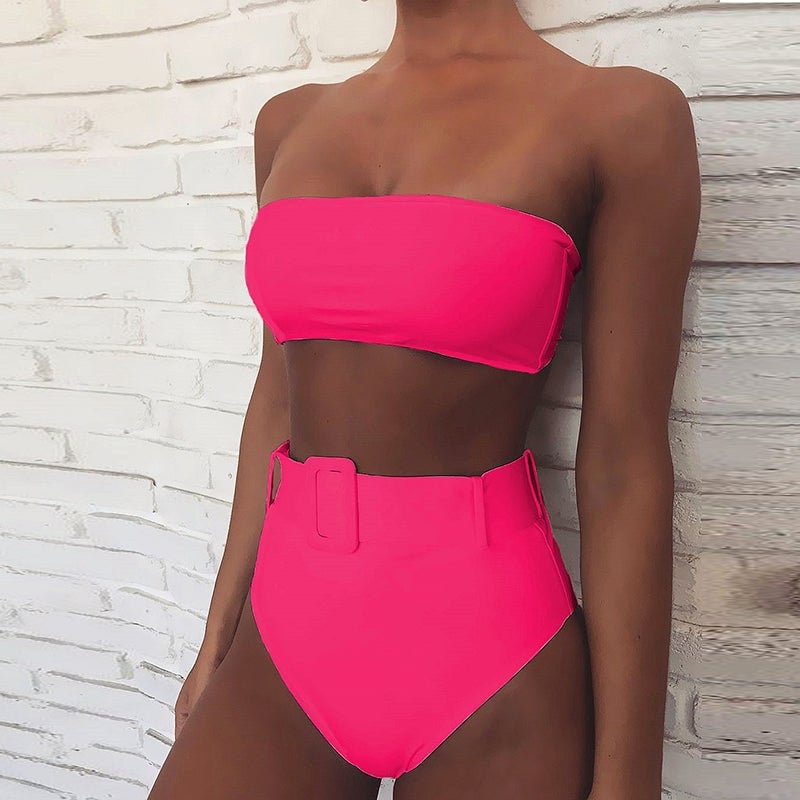 High Waist Bikini Sexy Black Swimwear Women Swimsuit High Leg Bandeau Bikinis Set Swimming for Bathing Suit Woman Swimsuits