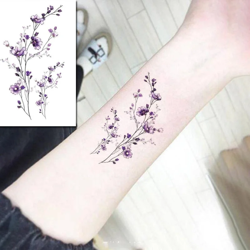 Sketch Rose Flowers Waterproof Temporary Tattoo Sticker Hand Lines Design Fake Tattoos Flash Tatoos Arm Chest Body Art for Women