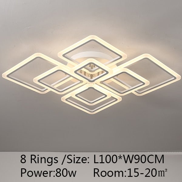 Modern LED Acrylic Ceiling Light Indoor Square Lighting Chandelier For Living Room Bedroom Kitchen Dining Room Art DecoI