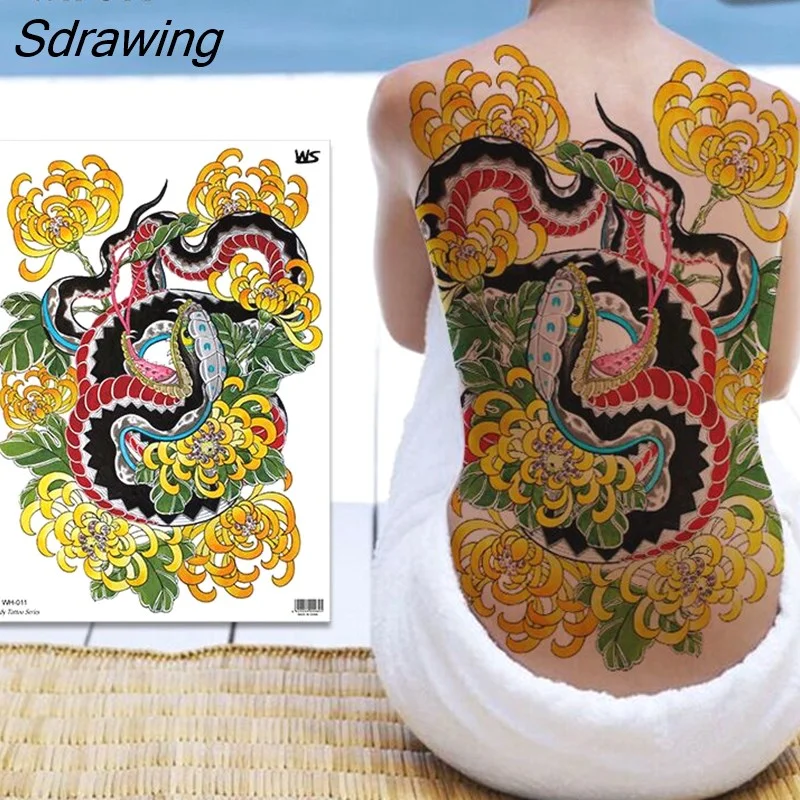 Sdrawing temporary tatoo for men tattoo body art full back sexy tattoo sticker lion king tiger dragon tattoo designs waterproof new