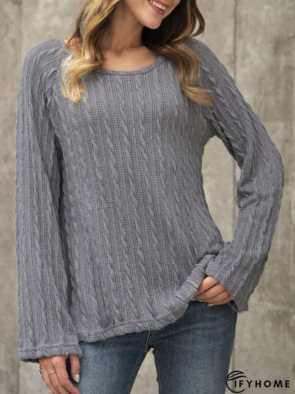 Gray Casual Crew Neck Top | IFYHOME