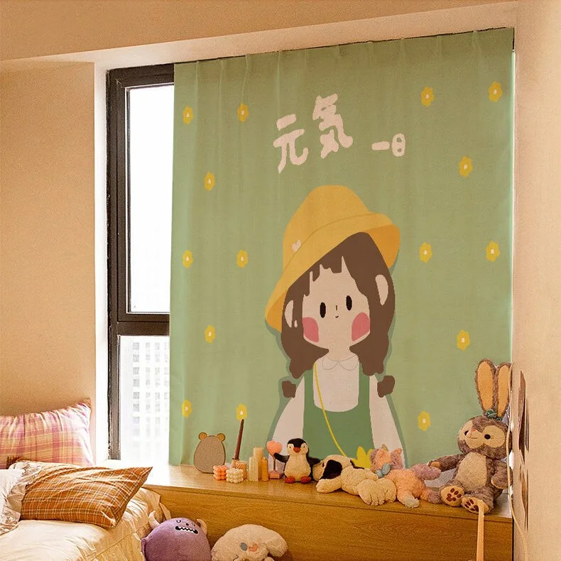Nigikala Kawaii Tapestry Velcro Shading Curtains Background Cloth Hanging Cloth Bedroom Wall Decoration Children Room Layout 2021 New