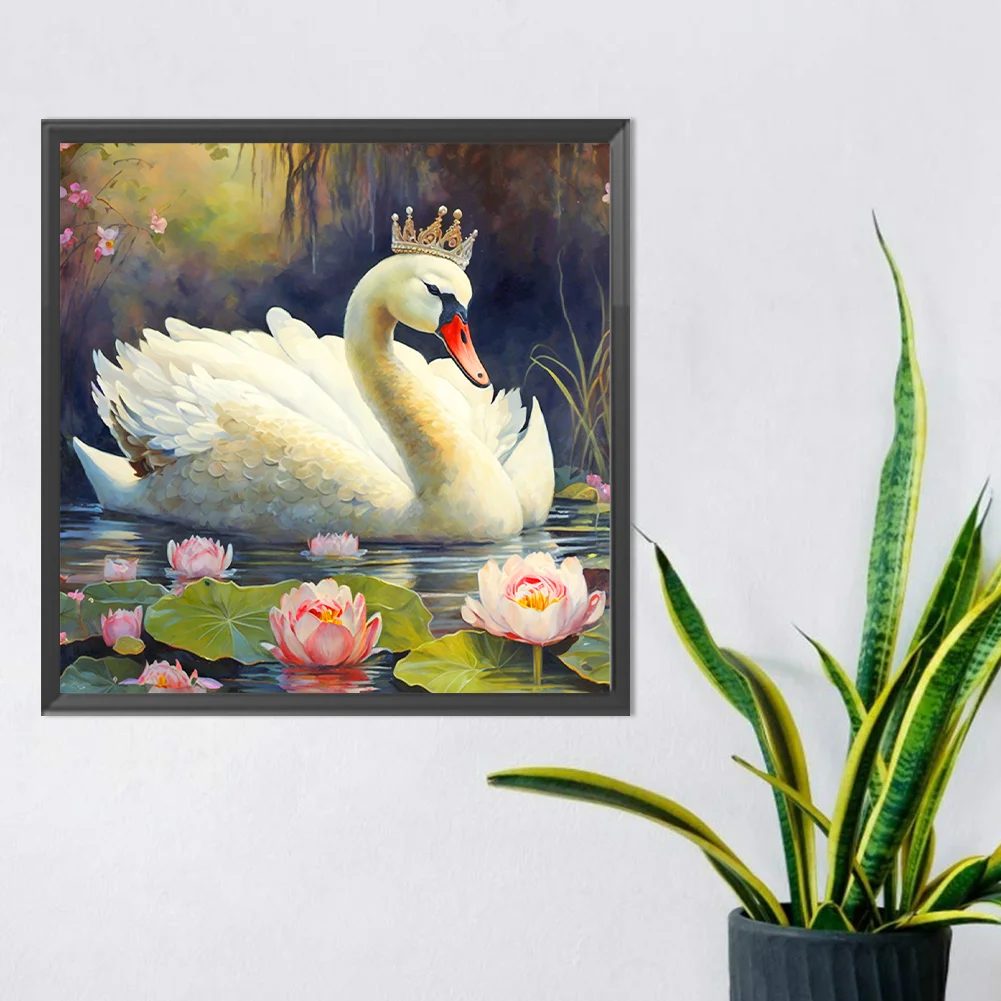 Full Round Diamond Painting 30*30cm - White Swan