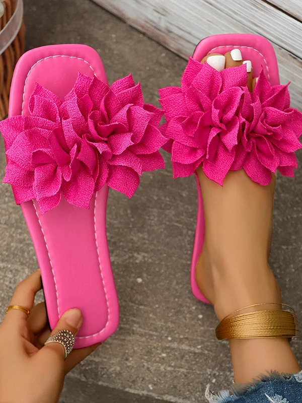 Flower Shape Open Toe Split-Joint Slippers Flat Shoes