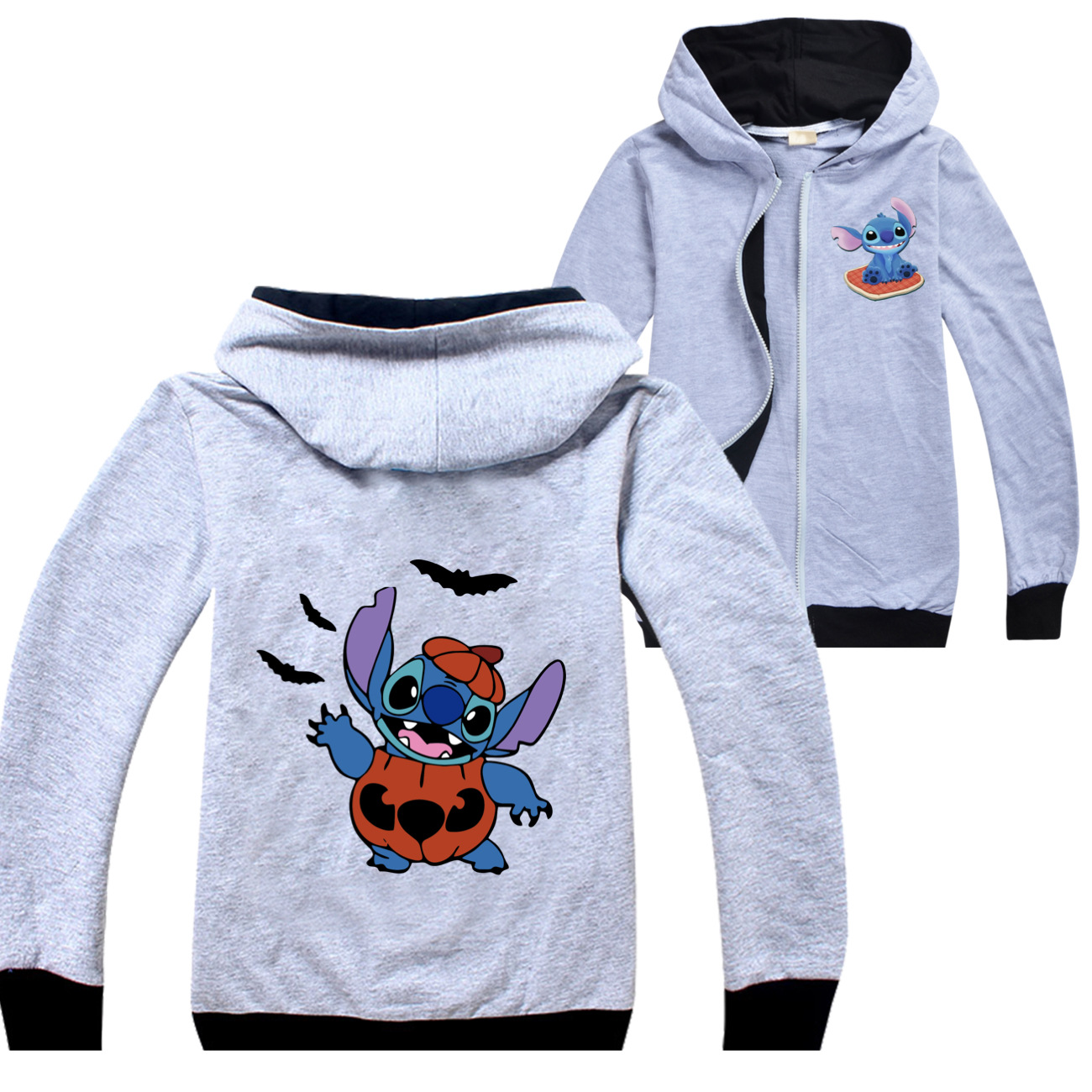 Stitch Halloween Spring Autumn Zip-Up Cardigan Set for Kids - Adorable Cozy Outfit 3722 -Mayoulove