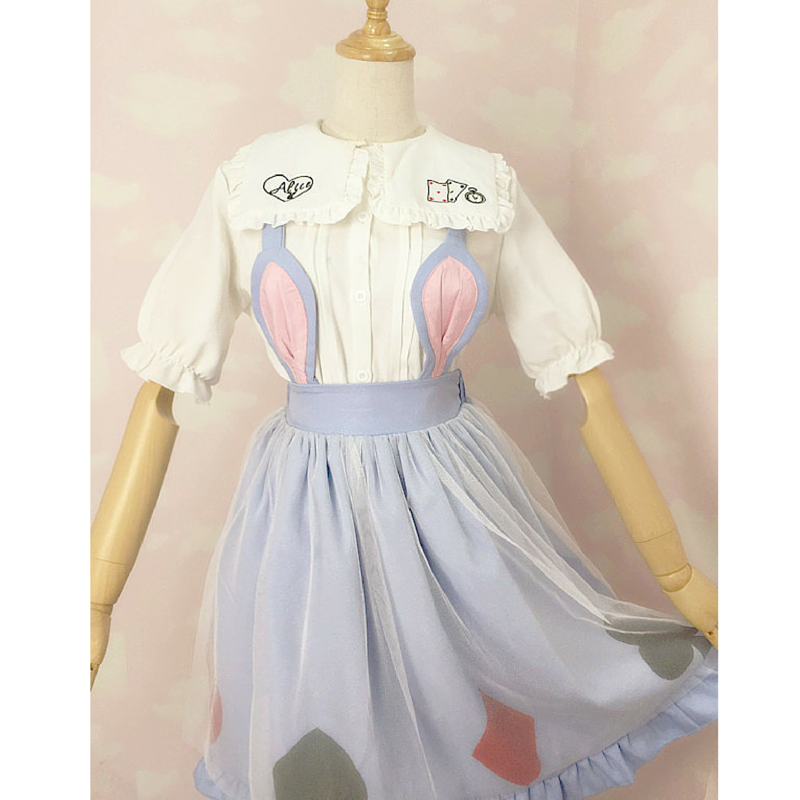 [Alice in Wonderland] Blue Adorable Rabbit Ears Suspender skirt SP166762