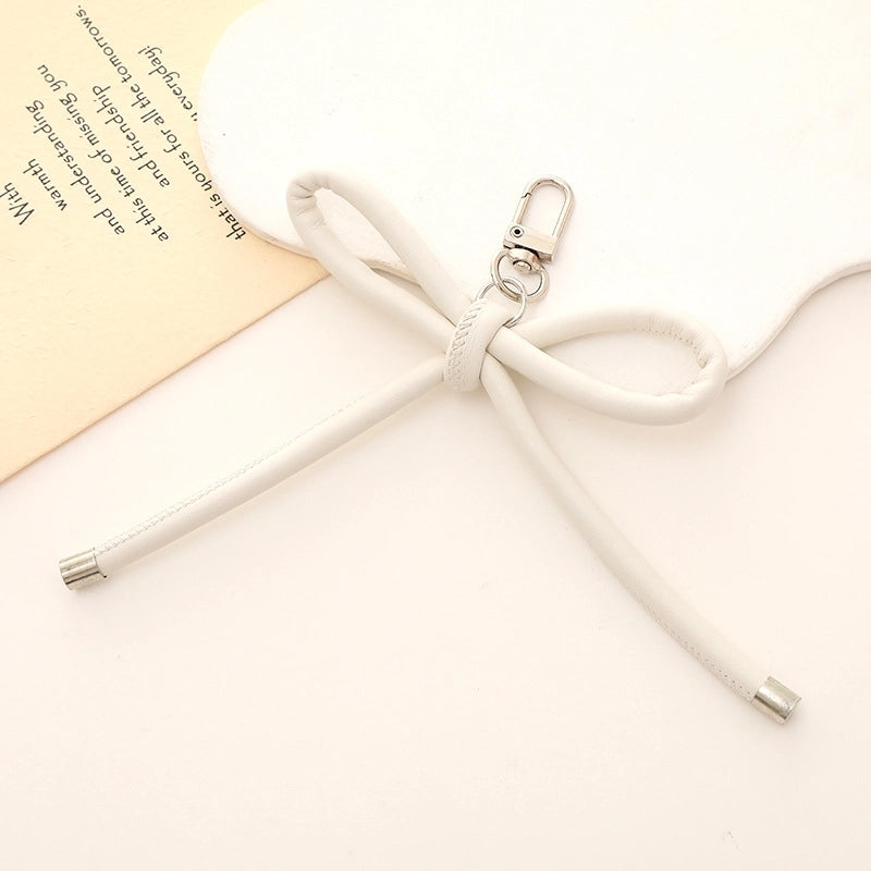 Basic Bow Knot Pu Leather Bag Pendant Mobile Phone Chain Keychain