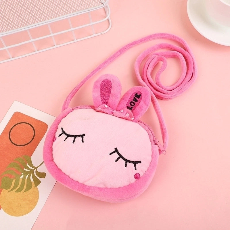 Kid’s Small Plush Rabbit Cat Elephant Cute Zipper Crossbody Bag