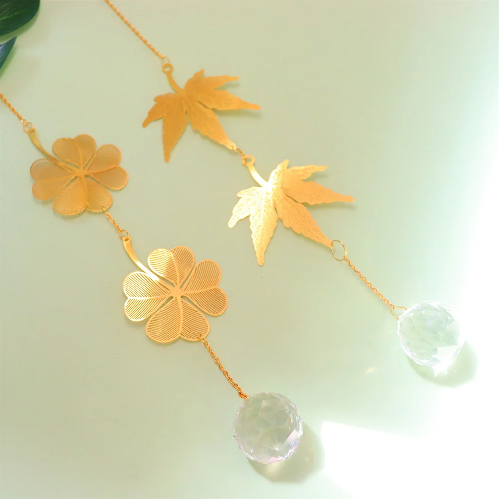 Crystal Windchime Lotus Ginkgo Four Leaf Dream Catchers Windbell Home Decor
