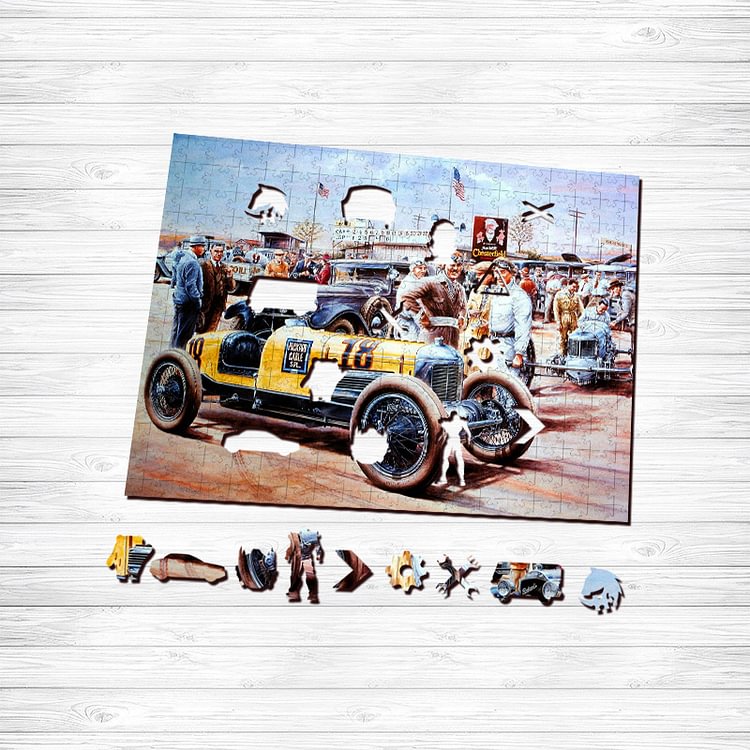 Antique Cars Wooden Jigsaw Puzzle