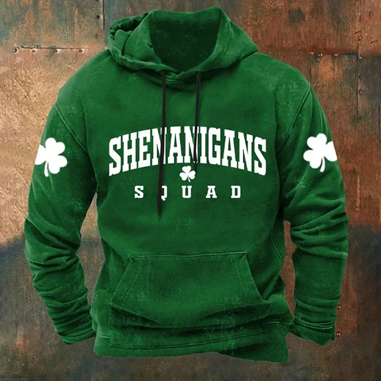 VChics Men'S St. Patrick'S Day Shenanigans Squad Printed Hoodie