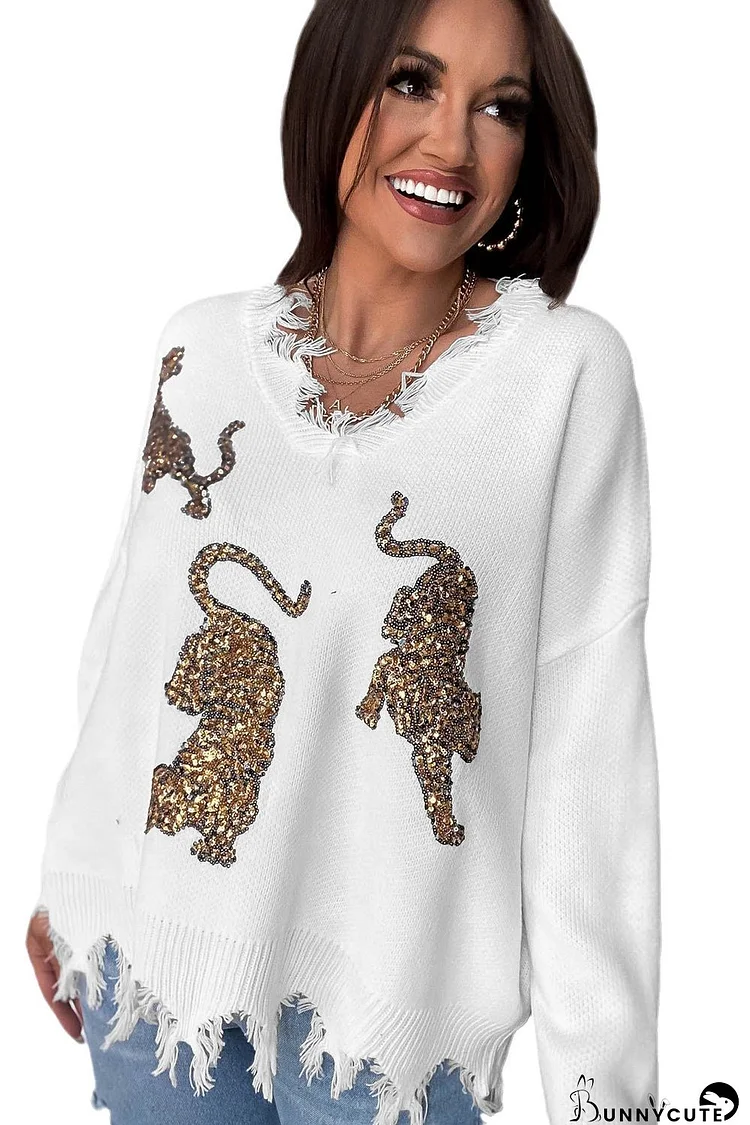 Versatile Sequin Tiger Knit Jumper