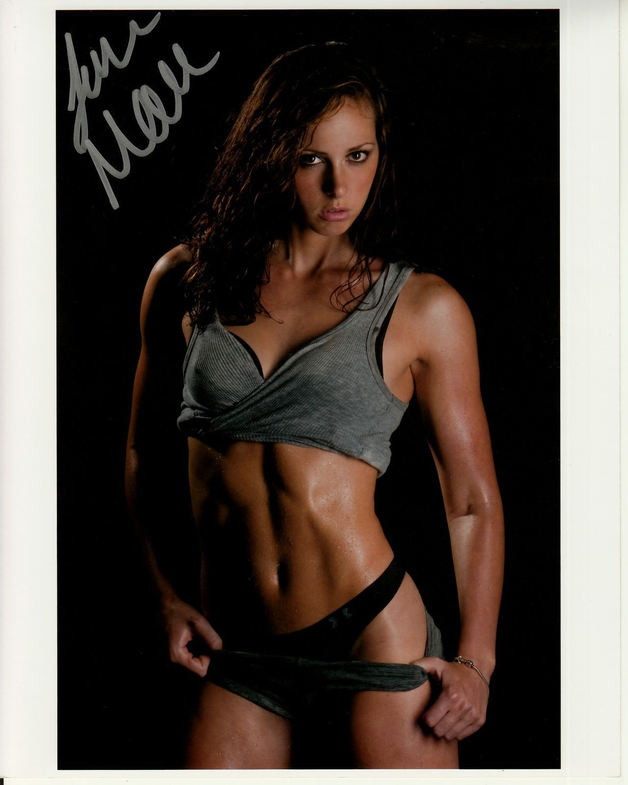 LEIGH MOORE signed HOT SEXY 8x10 CLOSEUP REMOVING PANTS w/ uacc rd coa IN-PERSON