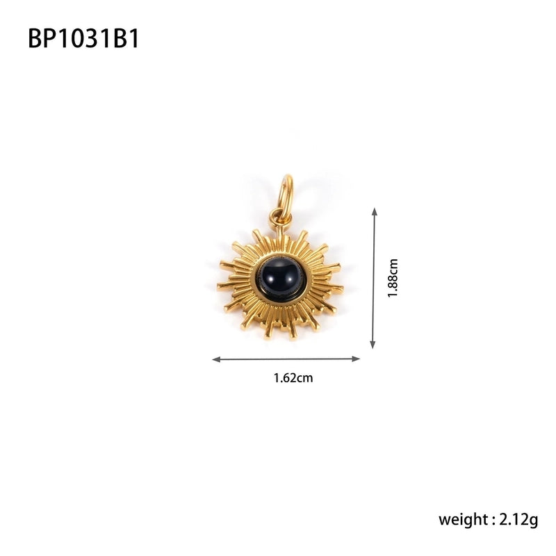 1 Piece 304 Stainless Steel Natural Stone Sun Pendant Jewelry Accessories