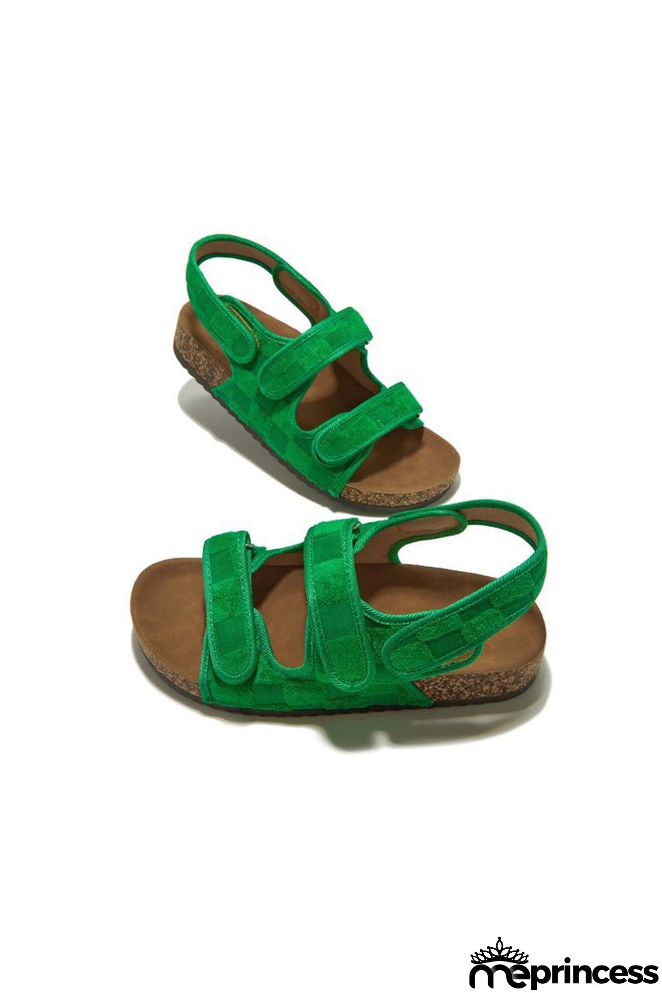 Solid Color Velcro Straps Flatform Sandals