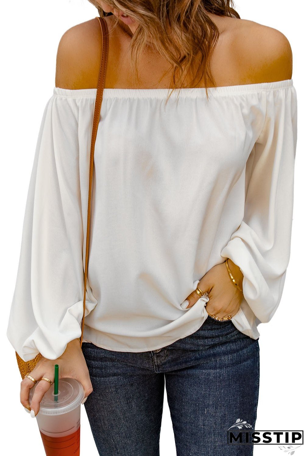 Versatile White Off-Shoulder Shirt