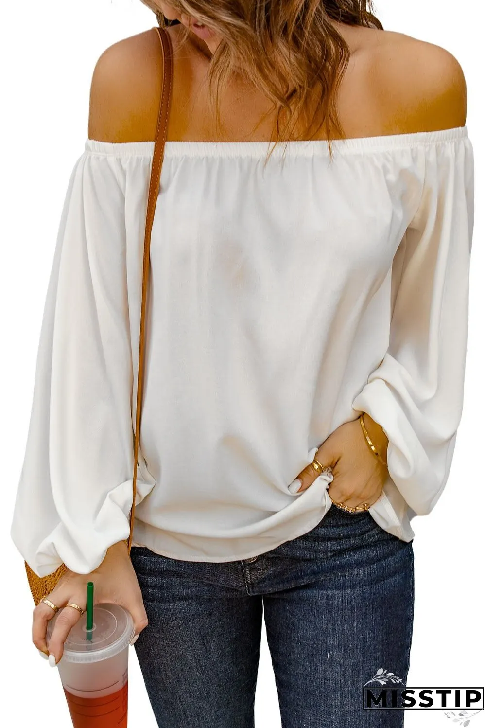 Versatile White Off-Shoulder Shirt