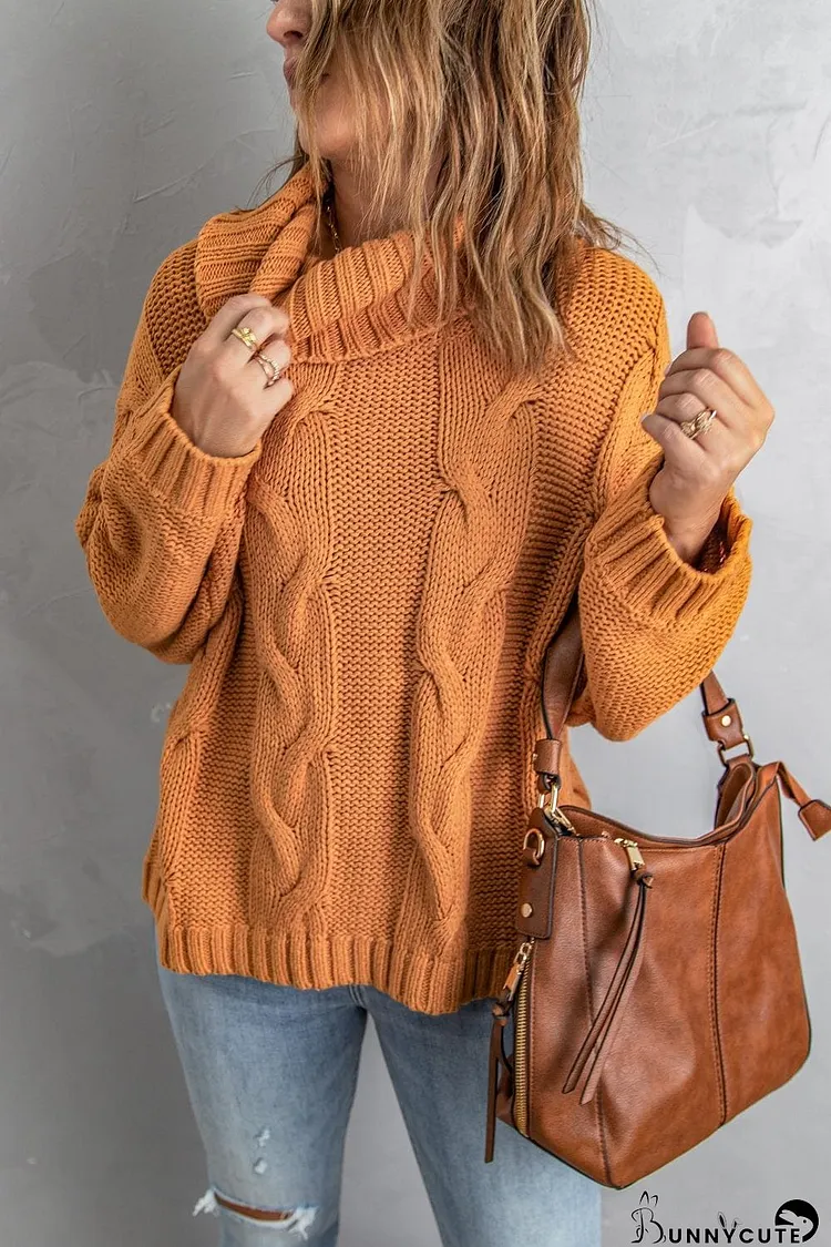 Relaxed Fit Knit Sweater - Cable Detail