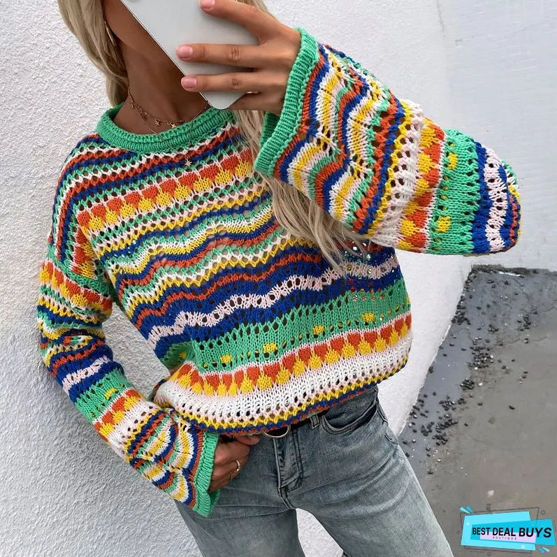 Colourful Striped Knit Sweater