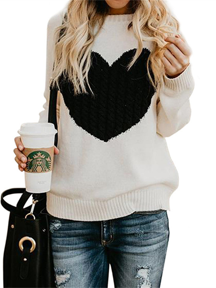Women's Knitwear Europe and The United States Fall and Winter Big Yards Love Loose Sweater