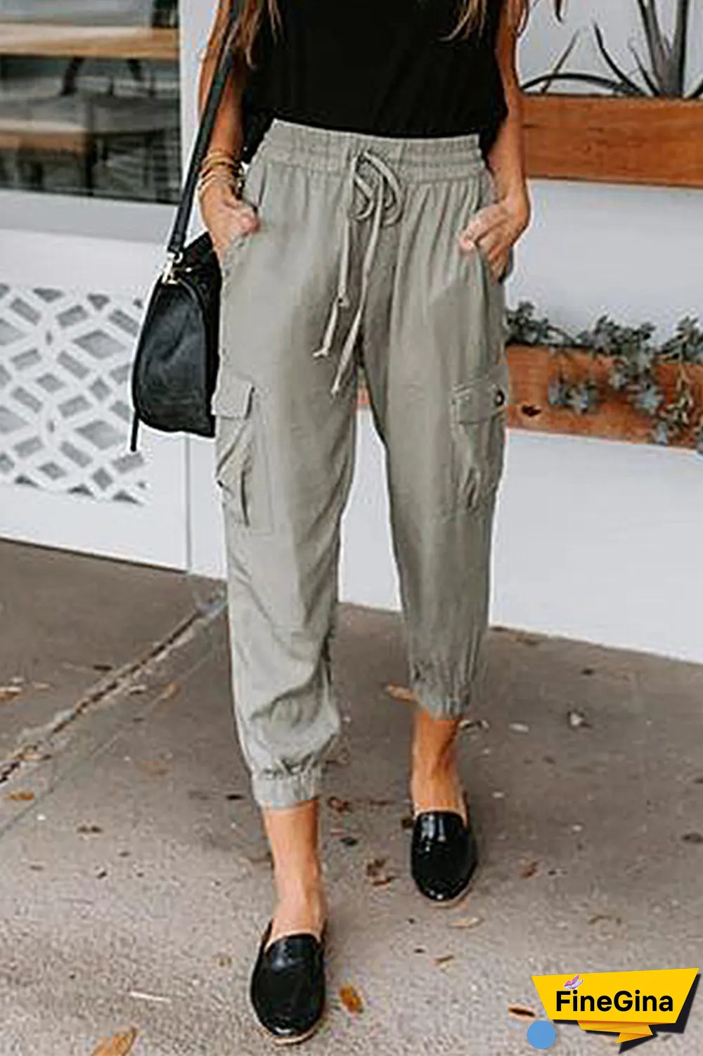 KarliDress Karissa Drawstring Cargo Pocketed Pants P12597