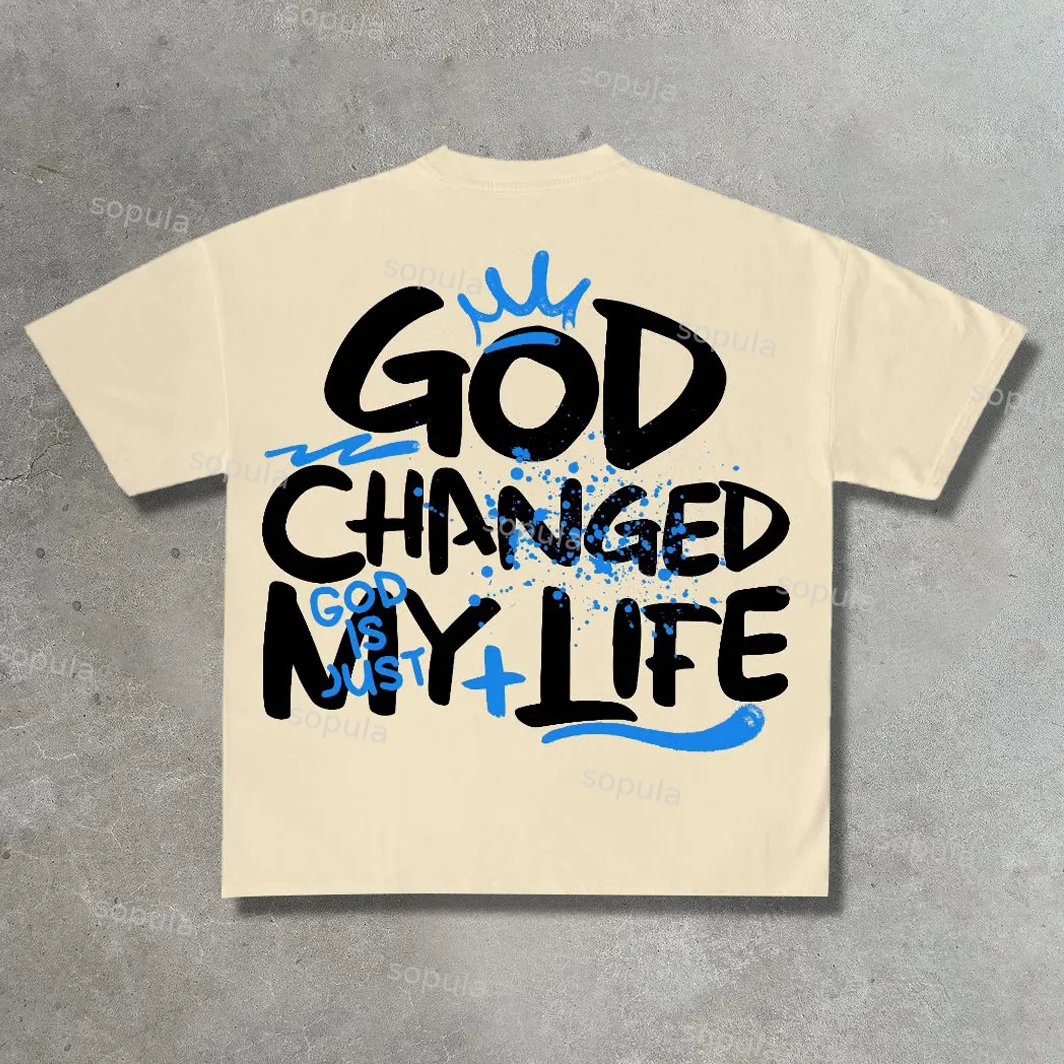 Sopula Vintage God Changed My Life Graphic Unisex Heavy Cotton Tee - SOPULA