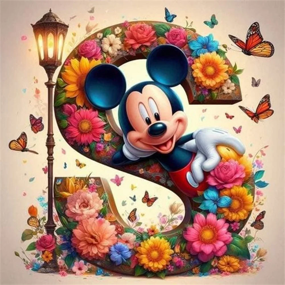 Partial AB Diamond Painting - Full Round Drill - Mickey Minnie Letters(Canvas|35*35cm)