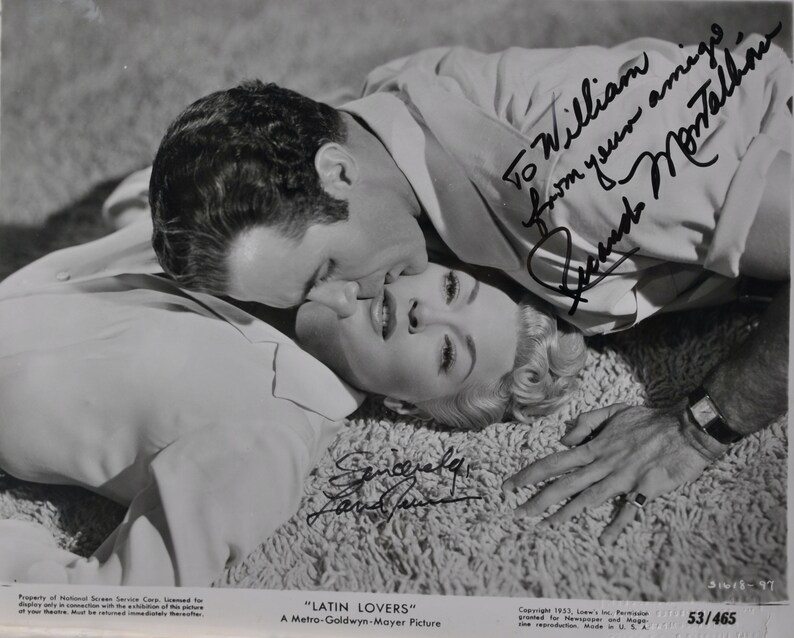 LANA TURNER & RICARDO Montalban Signed Photo Poster painting x2 Latin Lovers wcoa