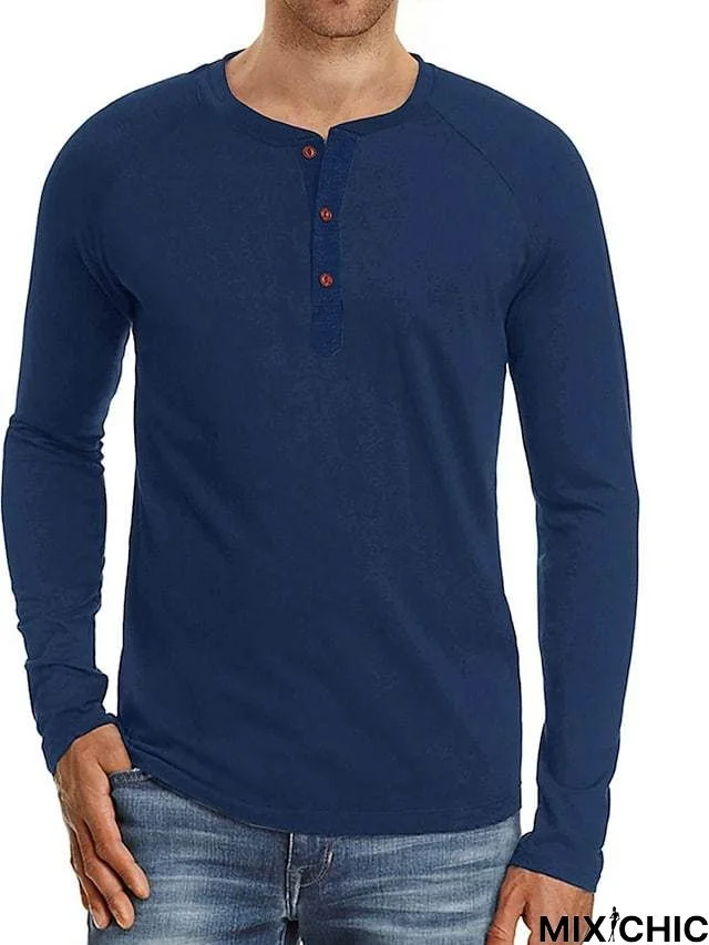 Men's Long Sleeve T-Shirt Solid Color Casual Top Basic Non-Printing Shirt Soft Touch Daily Wear