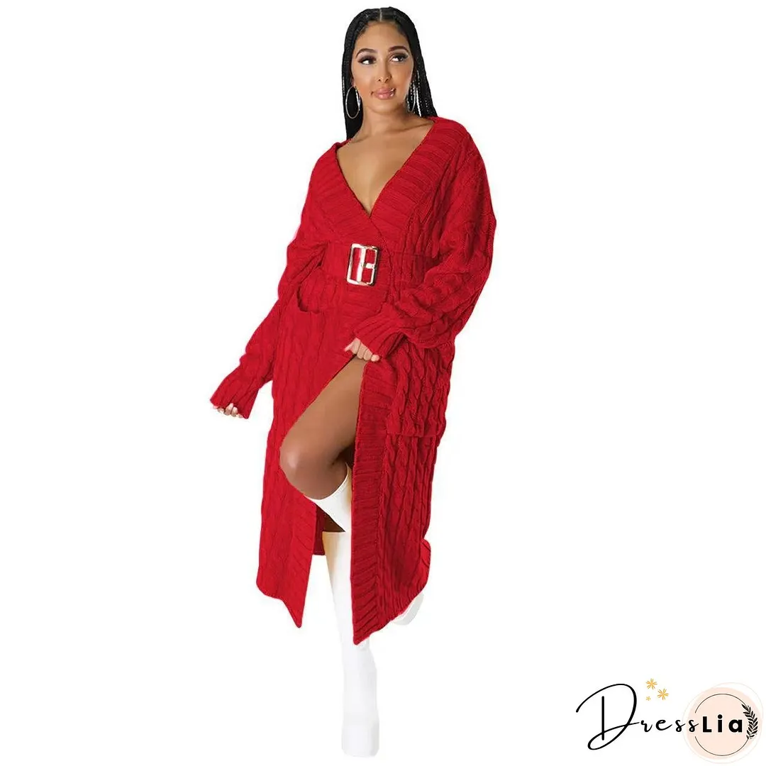 Women's Fashion Casual Long-sleeved Long Solid Color Sweaters