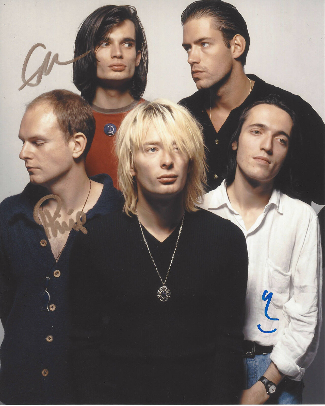 RADIOHEAD BAND SIGNED AUTHENTIC 8X10 Photo Poster painting C w/COA X3 PROOF COLIN GREENWOOD +2