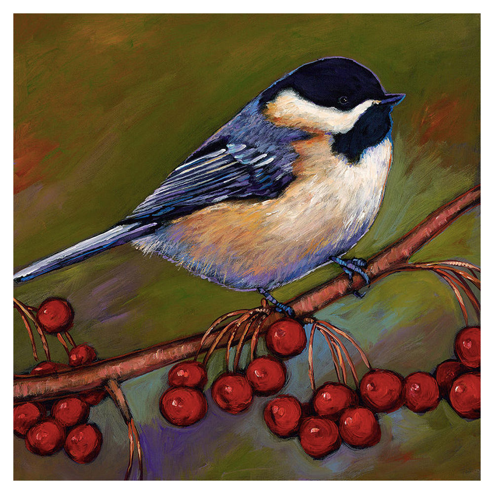 Bird Standing On Branch-Paint by Numbers-8"x8"/20x20cm