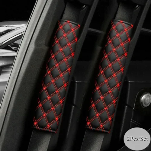 Dronehint 2xCar Parts Seat Belt Pad Cover Shoulder Strap Cushion Mat Accessories Black&Red (For: Land Rover) Parts