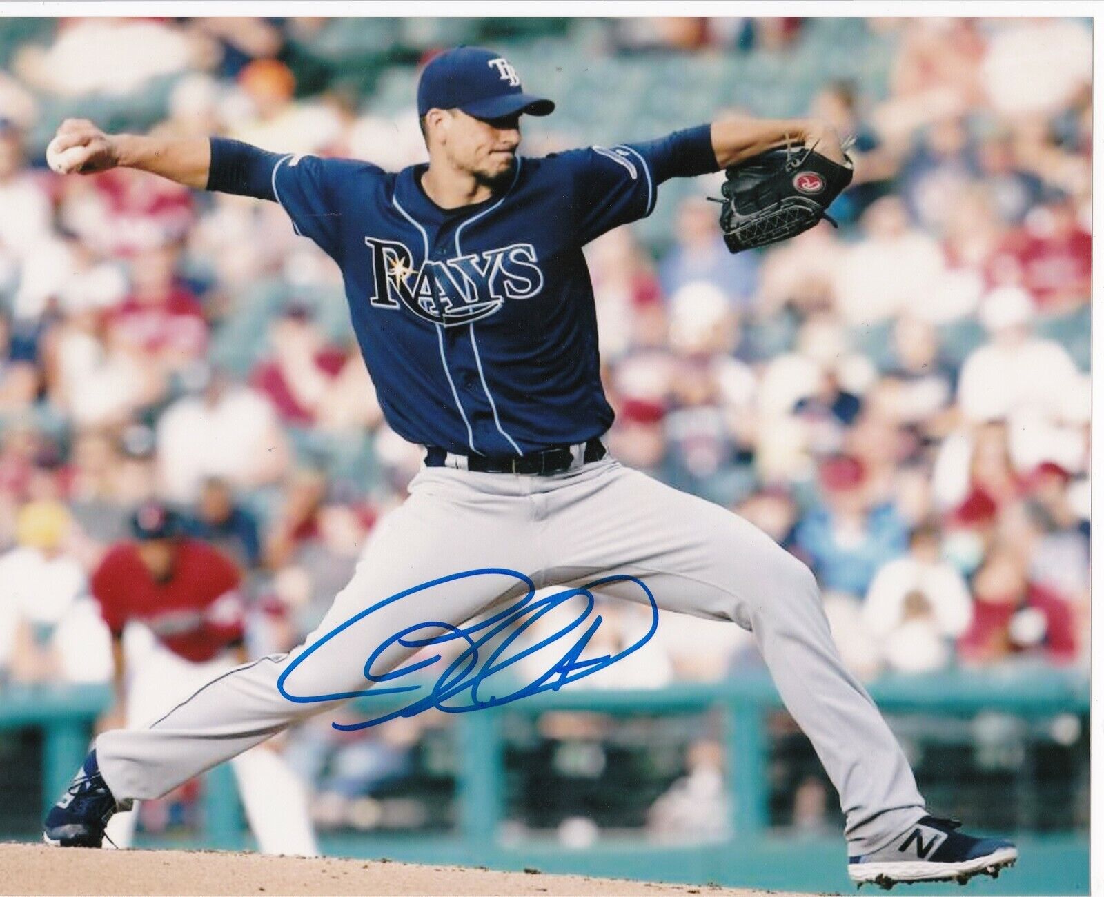 CHARLIE MORTON TAMPA BAY RAYS ACTION SIGNED 8x10