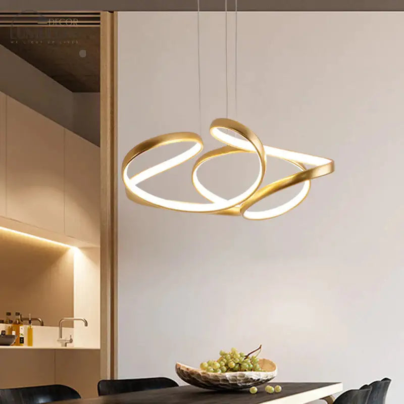 Minimalist Led Hanging Light Pendant In Warm/White Gold / 18 White