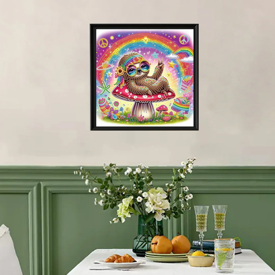 Diamond Painting - Partial Special Shaped Drill - Hippie Sloth(Canvas|30x30cm)